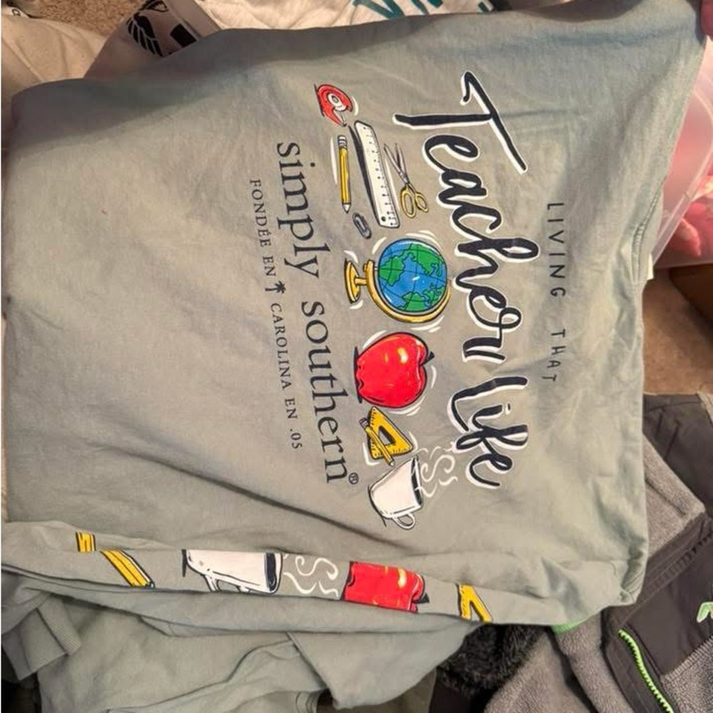 Simply Southern Teacher Life Tee in Blue and Red